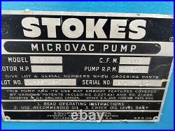 10 Hp Stokes Microvac model 412-H-10 Vacuum Pump 300 CFM