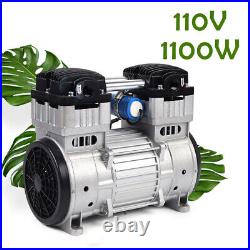 110V Silent Air Pump Compressor Head Small Air Mute Vacuum Pump Oil-free USED
