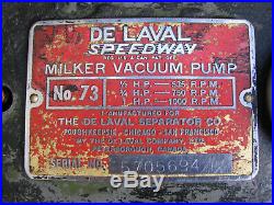 1940s DELAVAL MILKER VACUUM PUMP -SPEEDWAY no. 73- 1/3hp Milking Machine VINTAGE
