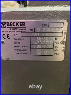2009 Becker D2388787 Kvt 3.60 Vaccum Pump 50/60hz 1420/1715 RPM 1.35/1.70 Kw U3s