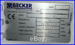 2014 Becker VX4.40 Rotary Vane Vacuum Pump 2 HP 28 CFM