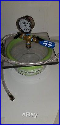 2 QT Pyrex Glass Vacuum Chamber+ With SlickVacSeal and vacuum pump