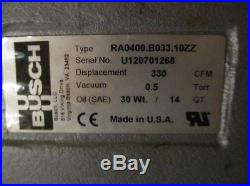 BUSCH R5 Industrial Vacuum Pump RA0400 with Baldor 15hp Motor 330 cfm MFG 2012