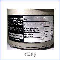 Balzers Pfeiffer TPU 110 Air Cooled Ultra-High Vacuum Turbo Molecular Pump