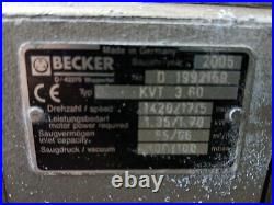 Becker Kvt 3.60 Rotary Vane Vacuum Pump 3.5 HP 39 Scfm 27 In Hg 1745 RPM