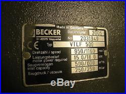 Becker VTLF-500 SK Oil Free Rotary Vane Vacuum Pump 22.1hp 353SCFM
