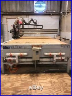 CNC Router Used ShopSabre 7214 10HP 5 Tool Changer with 20HP FPZ Vacuum Pump