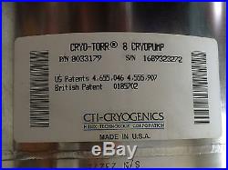 CTI Cryogenic Cryo-Torr 8, CTi-8 TURBO MOLECULAR HIGH VACUUM PUMP, P/N 8033179