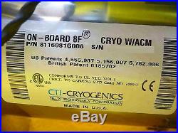 CTI-Cryogenics 8116081G006 On-Board 8F Cryopump withACM P300 Used Working