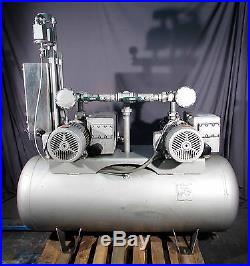DUAL 3HP BUSCH Vacuum Pumps RC0063-E506-1003 41-CFM With 120 GALLON TANK 208V/3PH