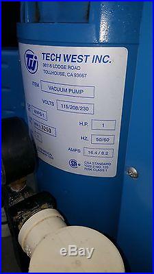 Dental Vacuum Pump. Tech West WVPS-1. Two room / 1 hp