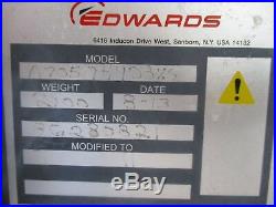 EDWARDS DRYSTAR VACUUM PUMP With 30HP MOTOR #1020831J PUMP MODELA70574908XS USED