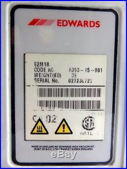 EDWARDS E2M-18 INDUSTRIAL / LABORATORY VACUUM PUMP With EDWARDS LS80PR MOTOR