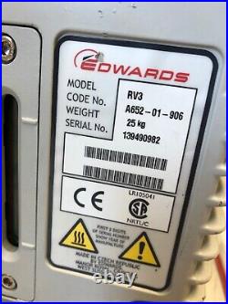 Edwards 3 Vacuum Pump RV3 A652-01-906 Rotary Vane Single Phase Dual Stage TESTED