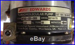 Edwards B722-23-000 Turbomolecular Pump withAir Cooler ACX70 & MDC Valve, Used