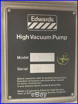 Edwards E2M40 Vacuum Pump Two Stage Rotary Vane withGE 3HP 208-230/460VAC 3Ø BOC