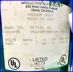 Excellent Used ADP Apollo AVB20SR 2HP Dental Vacuum Pump System