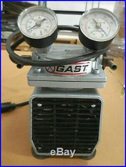 GAST DOA-P104-AA Air Compressor Vacuum Pump with 2 Gauges (115 V, 4.2 A, 60 Hz)