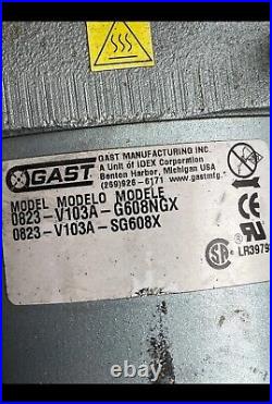 Gast 0823-V103A-G608NEX Rotary Vacuum Pump 3/4 HP, 120/240 Vac, 1 Phase TESTED
