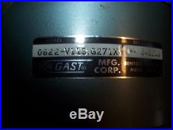 Gast 1/2 HP Vacuum Pump Compressor With Tank 0822-v113. G271x 115/230 Vac 1 Phase