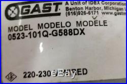 Gast 1/4 HP Rotary Vane Vacuum Pump 115/230v 0523-101Q-SG588DX