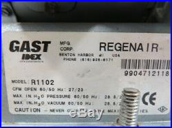 Gast Idex R1102 Regenair Regenerative Blower withInline Filter 27/23cfm USED