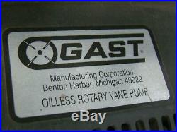 Gast oilless rotary vane Vacuum pump 3/4 NPT 230/460v