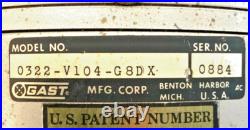 General Electric GE Gast 5KH33DN137BX 0322-V104-G8DX AC Motor Vacuum Pump 37C