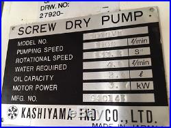 Kashiyama Model SD60VII Screw Dry Vacuum Pump 1000 L/min, 3.7 kW Used