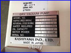 Kashiyama Model SD60VII Screw Dry Vacuum Pump 1000 L/min Used
