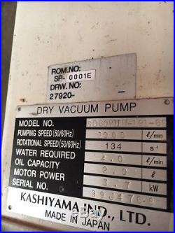 Kashiyama Model SD60VII U-191-60 Screw Dry Vacuum Pump 1000 L/min Used