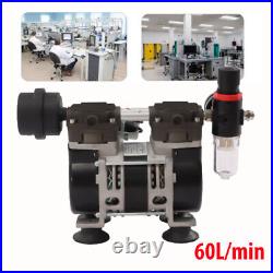 Lab Vacuum Pump Oilless Oil Free Vacuum Pump with Air Filter 200Watt 60 L/min USA