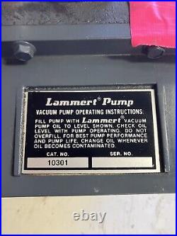 Lammert Vacuum Pump Model 10301 with Westinghouse 1/3 HP 115V AC Motor Tested