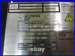 Leybold Rotary Pump & Booster Pump / Sogevac Sv630b & Wsu2001 / 40000l