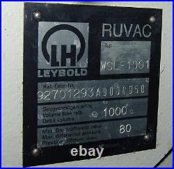 Leybold Ruvac WSLF1001 Roots vacuum pump for laser gas