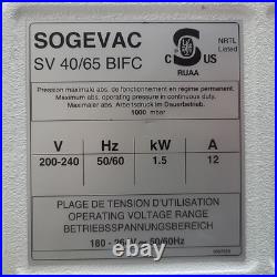 Leybold Sogevac SV40BI Single Phase Rotary Vane Vacuum Pump 100-240 Vac 1.5kW