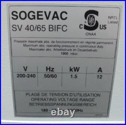 Leybold Sogevac SV65 BI FC Vacuum Pump200-240V 50/60HZ 1.5kW 12A