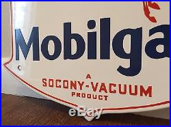 MOBILGAS SOCONY VACUUM GASOLINE porcelain pump plate gas oil Mint sign