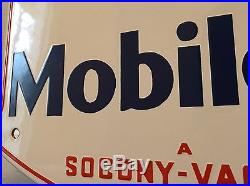 MOBILGAS SOCONY VACUUM GASOLINE porcelain pump plate gas oil Mint sign