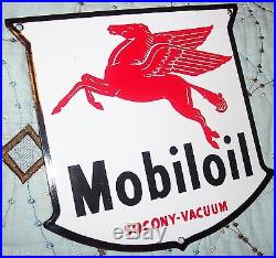 MOBIL OIL, GAS PEGASUS PORCELAIN SIGN, MOBILOIL PUMP PLAT, SHIELD SOCONY-VACUUM