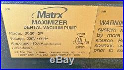 Matrx MaxiMizer MAX 2000-2P Dual Wet-Ring Dental Suction Vacuum Pump, 4-HP, 230v