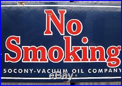 NO SMOKING SOCONY-VACUUM OIL PEGASUS MOBIL PORCELAIN ENAMEL GAS PUMP GARAGE SIGN