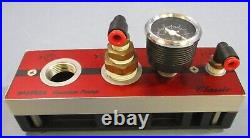 PIAB M25L Vacuum Pump M25B5-EN 50psi with PIAB 105-106-110-111 Pressure Gauge