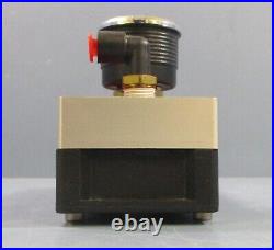 PIAB M25L Vacuum Pump M25B5-EN 50psi with PIAB 105-106-110-111 Pressure Gauge