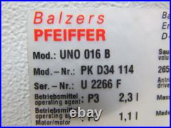 Pfeiffer UNO-016-B Rotary Vane Vacuum Pump. 74 HP 265/460V 60 Hz