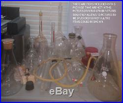 Pyrex Chemistry Laboratory Glassware LOT of 28 pieces with vacuum pump & water pum