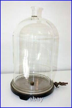 Pyrex Glass Bell Jar Vacuum Chamber with Cast Iron Pump Base, 8 3/8 ID, 17 Tall