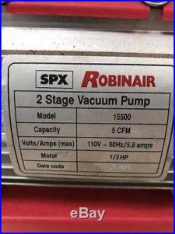 Robinair 15500 VacuMaster Economy Rotary Vacuum Pump 2 Stage 5 CFM