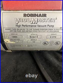 Robinair Vacumaster High Performance 6 CFM Vacuum Pump 15600 with GE Motors Works