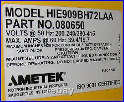 Rotron Ametek vacuum pump blower, 20hp HIE909BH, 4 ports, Solberg filter